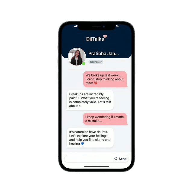 Chatting with a DilTalks Counsellor on the App